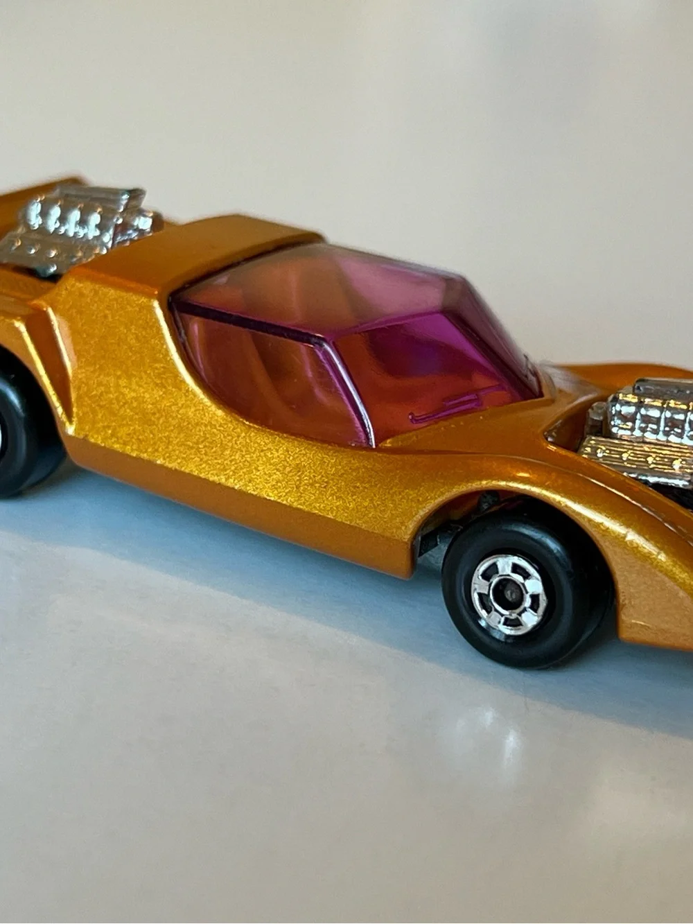 Vintage Matchbox Superfast 1971 No. 4 Gruesome Twosome Car Lemon Yellow Interior